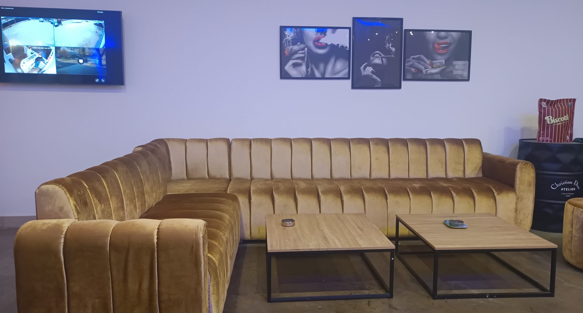 Salon du Cannabis Social Club Frontera Verde avec une atmosphère conviviale et relaxante
